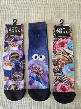 Zoo York Youth Purple & Multicolor Novelty Crew Socks Trio